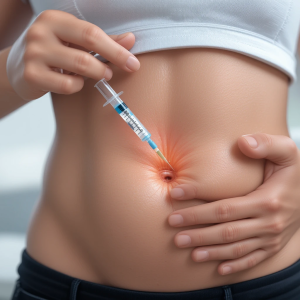 Person using Ozempic injection for weight loss at home.